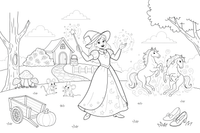 Fairy Godmother turning mice into horses – Fairy Godmother Fairy Scenes coloring page