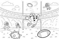 A goal post with a football flying over it – American Football coloring page
