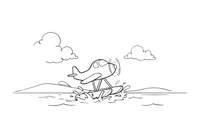 A small seaplane taking off from the water with a splash – Air coloring page