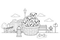 A basket full of Dalmatian puppies – Dalmatian coloring page