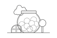 A big glass jar full of round candies with a lid – Candy & Chocolate Sweets coloring page
