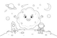 A big cloudy nebula with stars sparkling inside – Exploring Space Objects coloring page