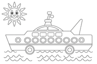 A ferry carrying cars across the water – Water Watercraft coloring page