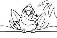 A parrot eating a piece of fruit – Parrot Bird coloring page