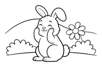 A rabbit washing its face with its paws – Rabbit coloring page
