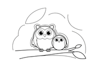 A mama owl with her owlet – Owl coloring page