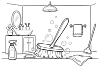 A scrubbing brush with bubbles – Cleaning Things coloring page