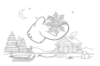 A mitten catching one big snowflake – Delicate Snowflake Sky coloring page