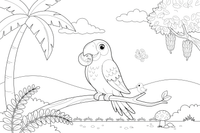 A parrot eating a piece of fruit – Parrot Bird coloring page