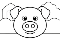One big pig face up close, with a round snout and two nostrils – Playful Farm Animal coloring page