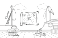 A treasure map with an X marking the spot – Adventurous Pirate coloring page