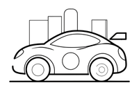 One big race car with a number on the door, close up – Sports Cars coloring page