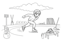 A speed skater leaning forward, racing fast – Winter Sports Adventure coloring page