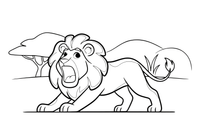 A lion stretching and yawning – Lion Majesty coloring page