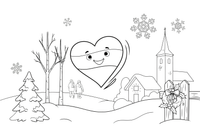A heart shape made of a waving three-striped flag – Day of Restoration of the State of Lithuania Winter coloring page
