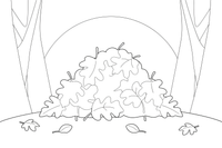Fallen autumn leaves in a heap – Forest Plant Wonders coloring page