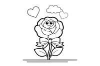 A rose with a ribbon for Valentine's Day – Elegant Rose Flower coloring page