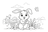A tiny baby rabbit – Rabbit coloring page