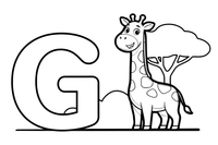 Letter G with a giraffe – Alphabet Alphabet coloring page