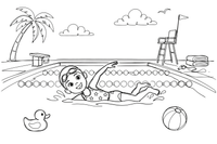 A swimmer doing the backstroke – Dynamic Swimming Swimmers coloring page