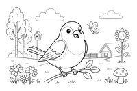 A chaffinch perched on a twig – Lithuanian Bird Collection coloring page