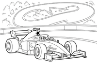 Formula 1 with a track map – Formula 1 Competition Scenes coloring page