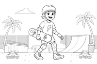 A skater carrying the board under their arm – Cool Skateboarding coloring page