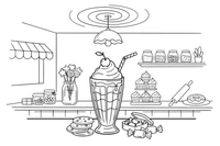 A milkshake with a straw and a cherry – Delightful Sweets coloring page