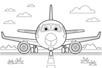 Airplane Taxiing on the Runway – Airplane Sky Scenes coloring page