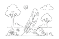 A single soft feather – Nature treasures coloring page