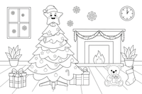 A star topper on top of a Christmas tree – Christmas tree coloring page