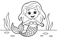 Mermaid a baby mermaid holding her mama's hand – Mermaid Magical Moments coloring page