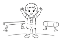 A gymnast boy with a medal around their neck – Gymnastics Gymnastics coloring page