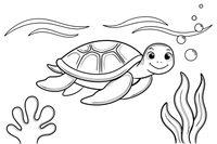 A sea turtle gliding through the water – Colorful Sea Creature coloring page
