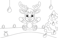 Christmas Tree baby reindeer – Christmas Winter Treats coloring page