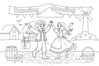 A pair dancing a lively folk dance – Dancing Dancing coloring page