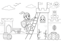 Knight climbing a tower – Knight Knight Campaign coloring page