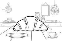 One big flaky croissant, close up – World Food Delights coloring page