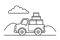 A pickup truck with an open back carrying boxes – Different cars coloring page