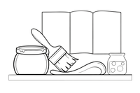 A paintbrush making a big brushstroke – Classic School & Art Supplies coloring page