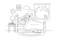 A scared girl hiding under a blanket – Feelings coloring page