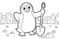Penguin with a shovel – Penguin Fix-It Crew coloring page