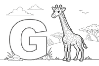 Letter G with a giraffe – Alphabet Alphabet coloring page