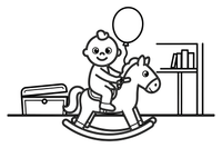 A child riding a rocking horse – Classic Toys coloring page