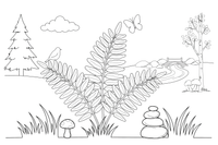 One big fern frond with many leaflets – Lithuanian Nature Plants coloring page