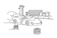One big race car with a number on the door, close up – Sports Cars coloring page