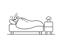 A scared girl hiding under a blanket – Feelings coloring page
