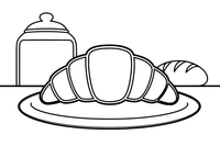One big flaky croissant, close up – World Food Delights coloring page
