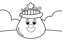 Sack of gifts topped with a star – Christmas Winter Reindeer coloring page
