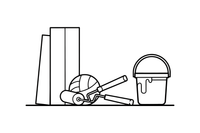 A paint roller and a bucket of paint – Builder's Tools coloring page